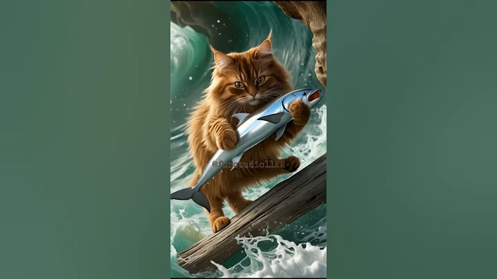 Video 10137971: cat fish, brown cat, cat cute funny