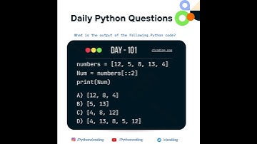 Python Coding challenge - Day 101 | What is the output of the following Python Code? #codeing