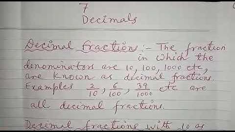 Class VI (Mathematics) Chapter No. 7 "Decimals"