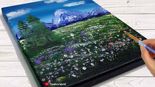 Field of Wild Flowers Landscape Painting Demo/Acrylic/Easy/Daily Art Therapy | Creative World
