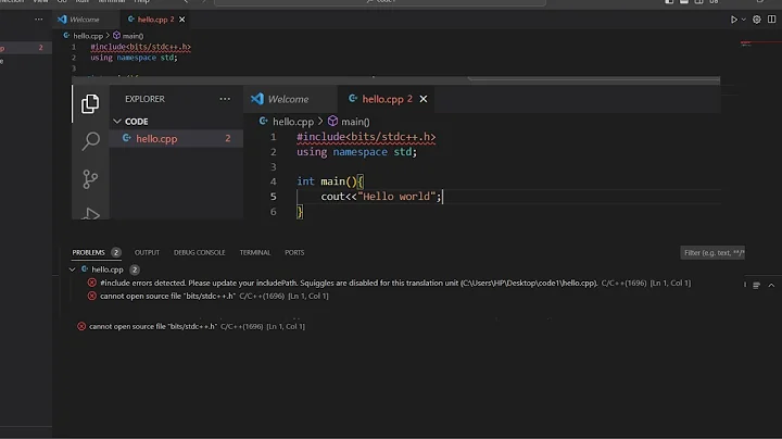 Include path error in Vs Code  | VS Code Error | Cannot open file "bits/stdc++.h" C++ Error | 2024