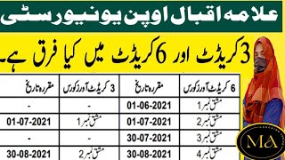 Aiou credit hour difference/3 Credit or 6 credit difference in Aiou/Aiou books credit details