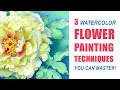 FLOWER PAINTING TECHNIQUES 🌼  Watercolor Peony Botanical Art Tutorial