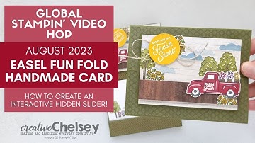 Easel Fun-Fold Handmade Card & Interactive Hidden Slider - August 2023 Global Stampin