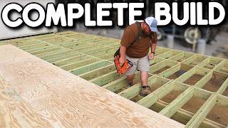 Complete Floor Build: Beams, Framing, Plywood! 20x32 Workshop Build