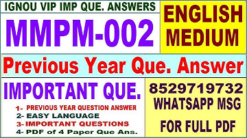 MMPM 002 Previous Year Question Paper in English | mmpm 002 important questions with answer