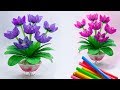 bunga sedotan plastik hiasan meja minimalis | pretty flower ideas