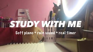 Study With Me !  + soft piano,alarm,rainning sound and real timer | Episode 2 screenshot 1