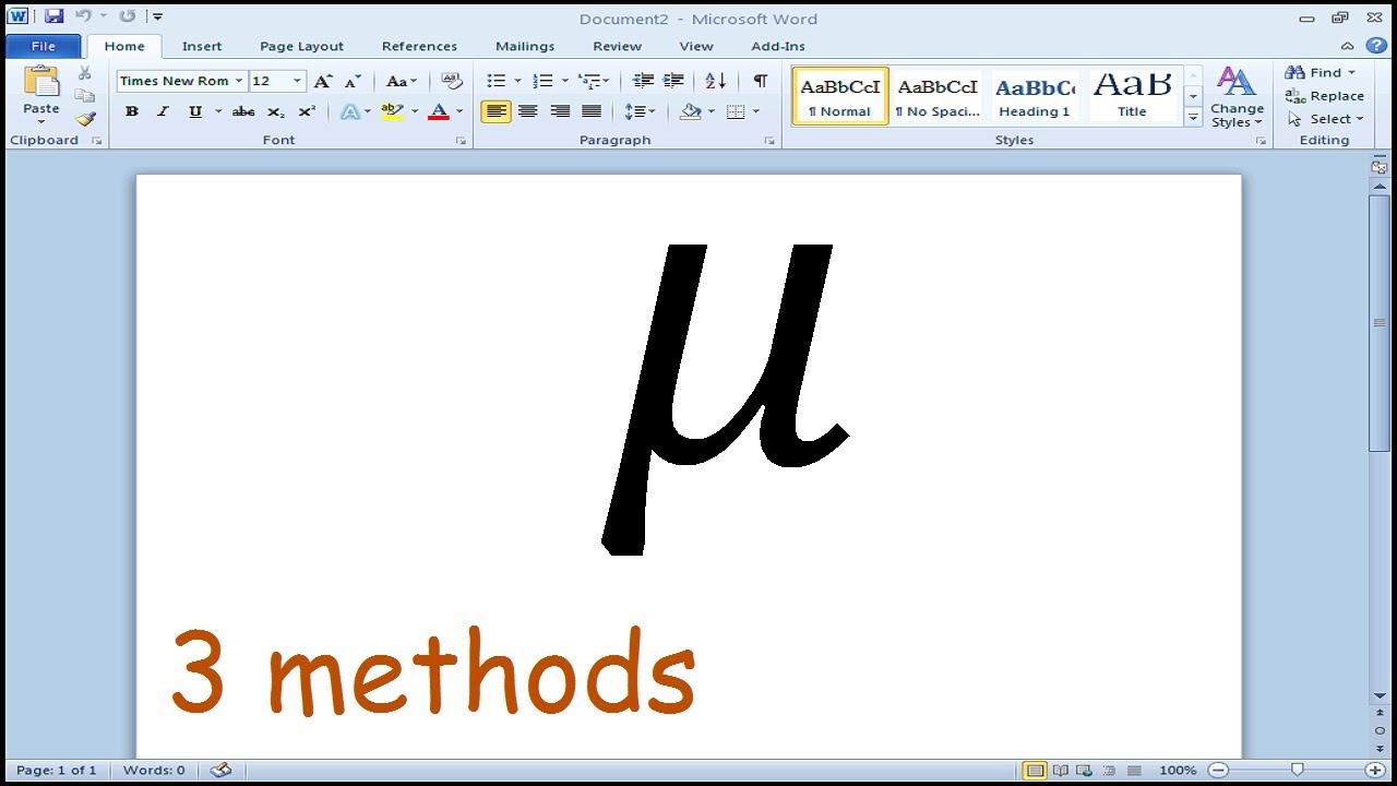 How To Type Mu Symbol In Word Youtube