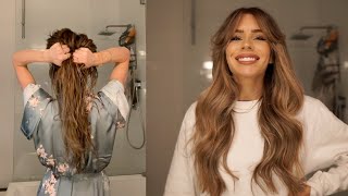 MY FULL HAIR ROUTINE | CURTAIN BANGS & WAVES screenshot 3