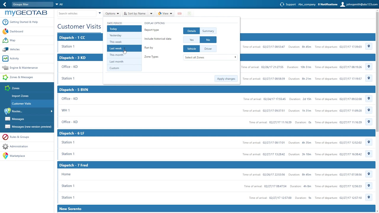 How to Use The Customer Visits Report   Fleet Productivity