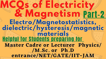 Electricity & Magnetism MCQs-2|Master Cadre/Lecturer Physics|M.sc/Ph.D entrance exam|PU|DU|BHU|JAM
