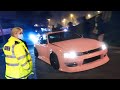 POLICE SURROUND CAR MEET - Modified Cars Leaving in a Hurry