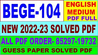 bege 104 solved assignment 2022-23 / bege 104 solved assignment in English / ignou bcom solved