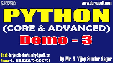 PYTHON tutorials || Demo - 3 || by Mr. N. Vijay Sunder Sagar On 25-04-2024 @10PM IST