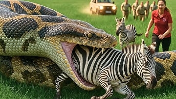 Heroic Rescue Team Saves Innocent Mother Zebra from Giant Python Attack 🐍