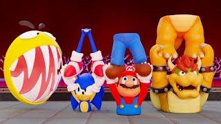 Mario and Sonic split body with Bowser and Pacman