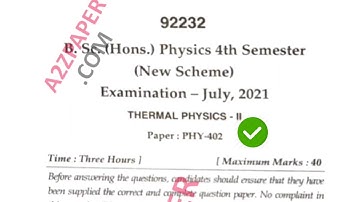 Mdu BSc Phy Hons 4th Sem Thermal Physics Question Paper 2021