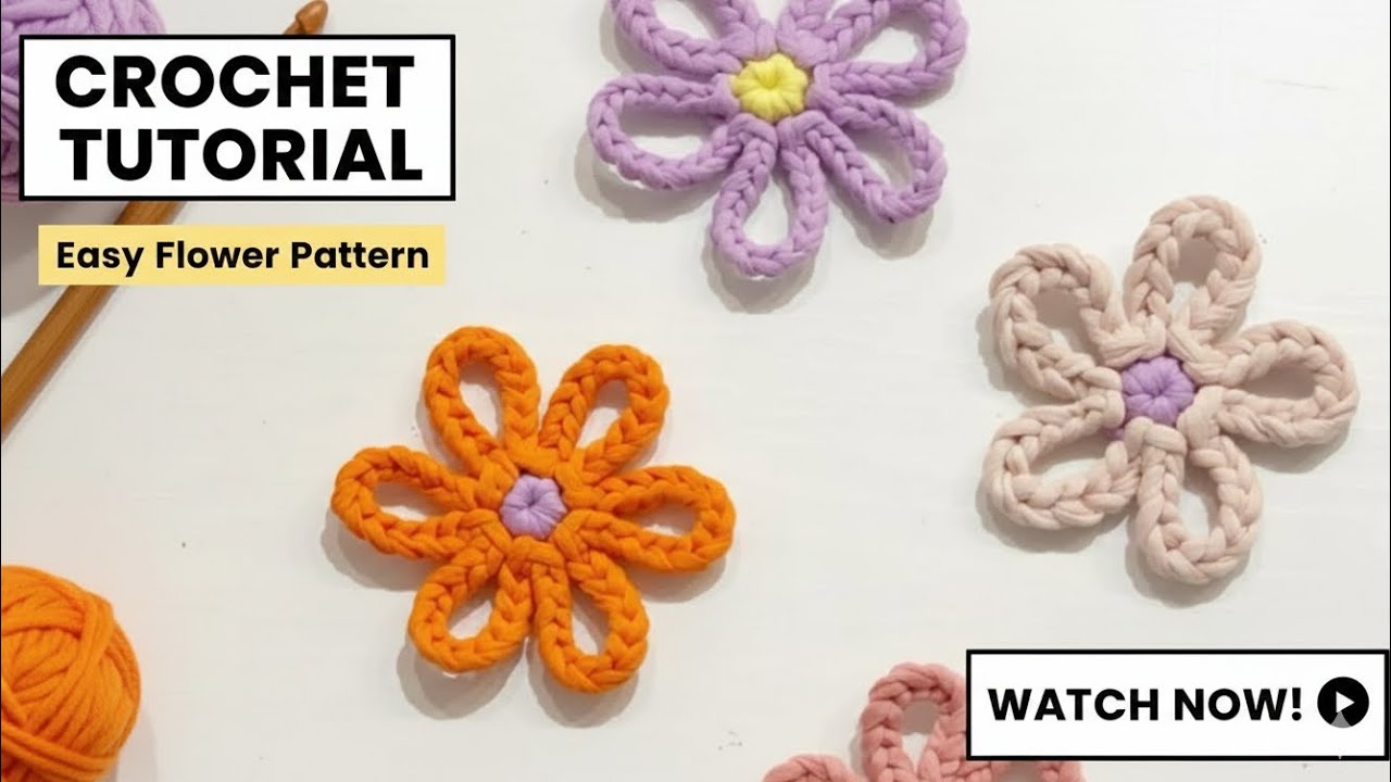 Crochet easy flower pattern 😍💓🌸 Beginners friendly 🌹 diy different projects using this flower 🌺 🌹
