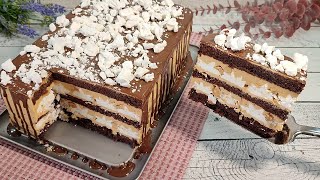 The famous unrealistically delicious SNICKERS cake with MERINGUE! One of the most delicious cakes!