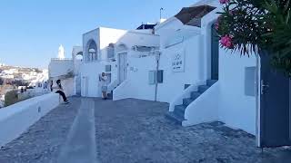 Fira Santorini | Walk along the caldera | Greece Walking tour 2003 | 4K ASMR nature walk no talk