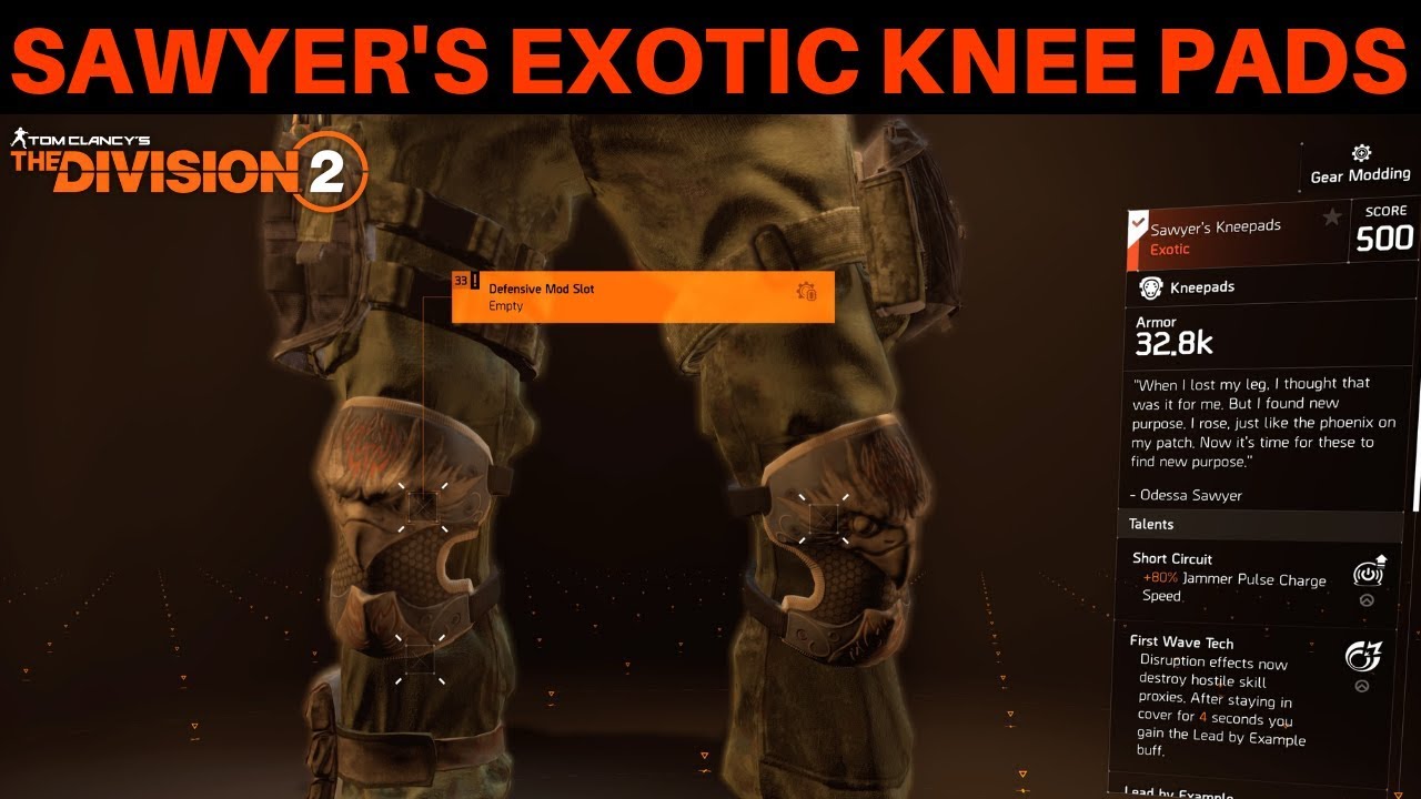 The Division 2 - SAWYER'S EXOTIC KNEE PADS! HOW TO GET THEM - YouTube