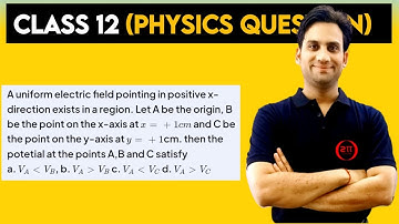 A uniform electric field pointing in positive x-direction exists in a region. Let A be the origin
