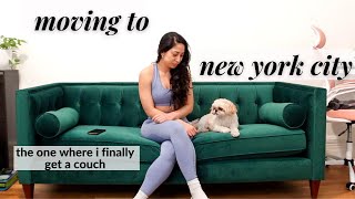 MOVING TO NYC ALONE AT 33 (vol. 8)//green couch setup, neighbors note, apartment update, mold issue?