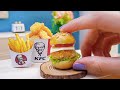 Miniature KFC Chicken Burger & Fries | ASMR Cooking Mini Food