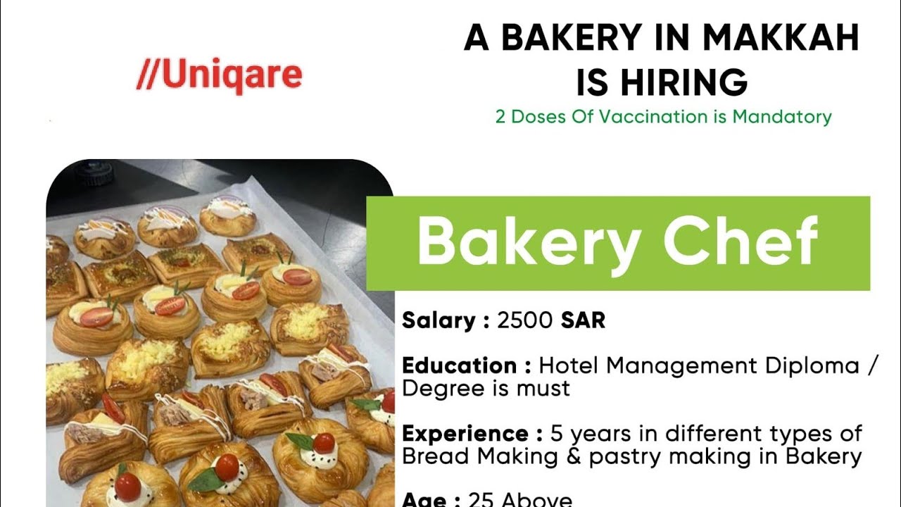 Jobs in Makkah Saudi Arabia Bakery Chef Hotel Management Course