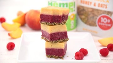 Raspberry Peach Protein Smoothie Squares
