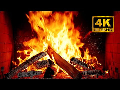 Fireplace 4K Crackling Logs Cozy Fire Sounds For Sleep Christmas