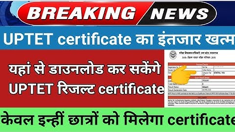 UPTET certificate का इंतजार खत्म। जल्दी से यह से डाउनलोड कर ले certificate। uptet result latest news