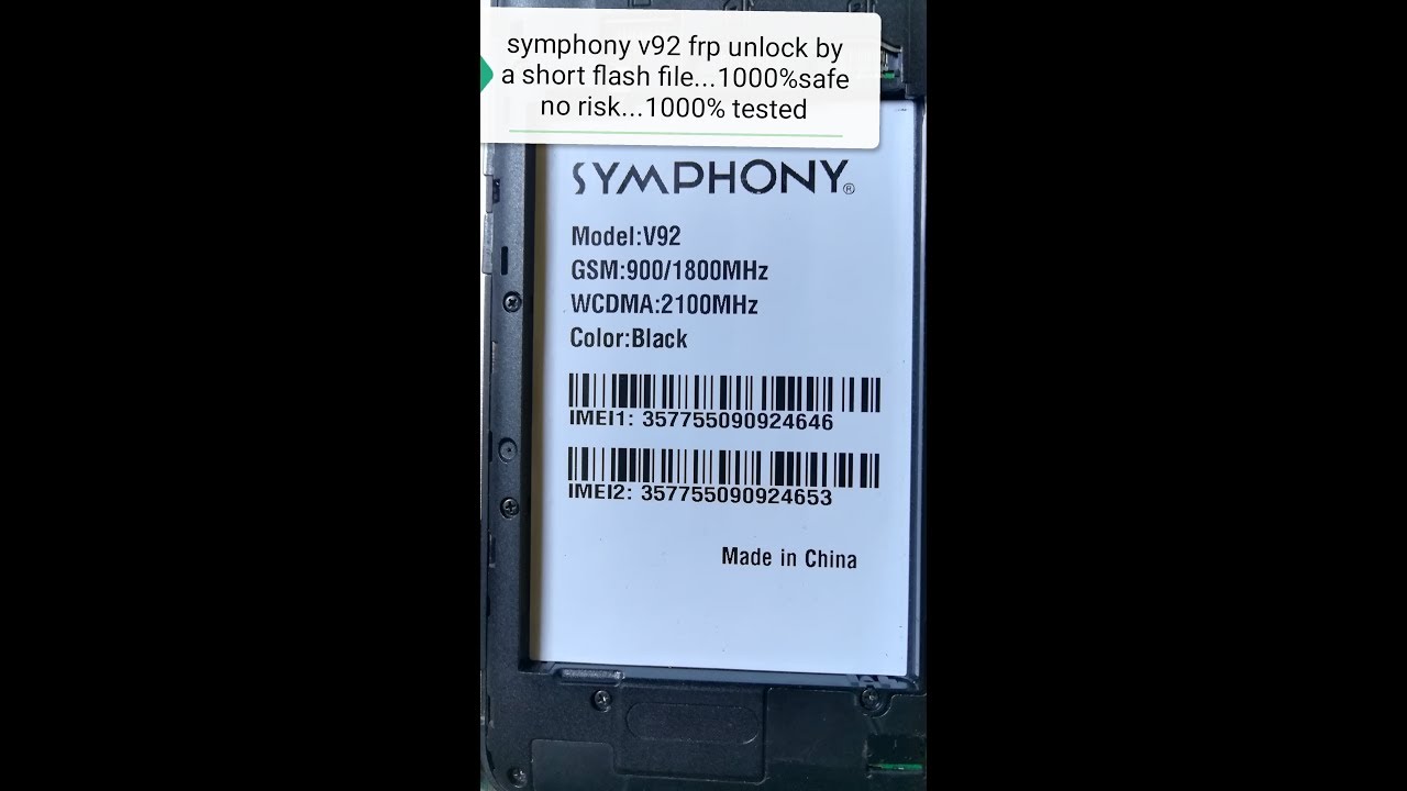 symphony v92 frp unlock by frp short file  1000%tested no dead risk