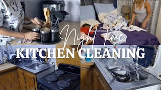 NIGHT TIME KITCHEN CLEANING | LAUNDRY FOLDING | CLEANING MOTIVATION