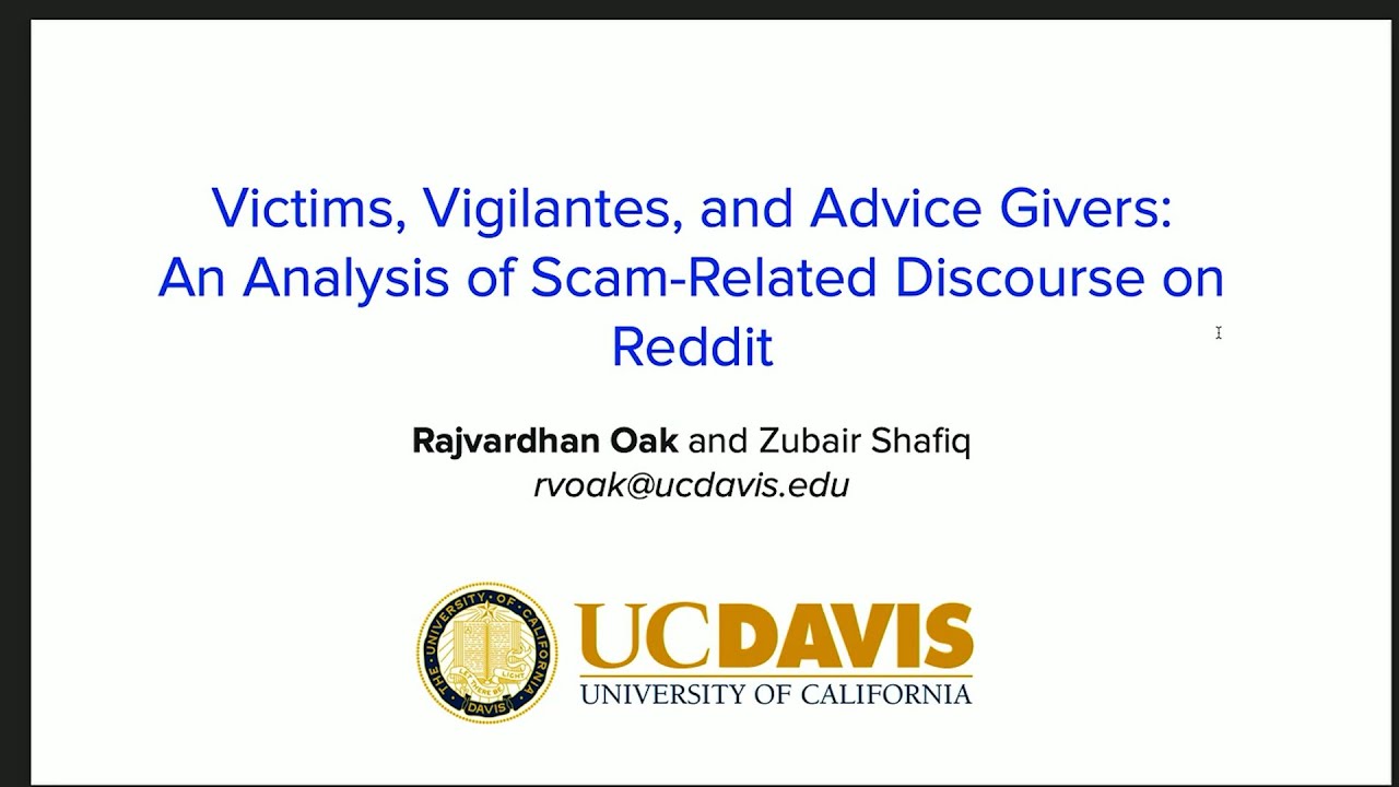 SOUPS 2025 - Victims, Vigilantes, and Advice Givers: An Analysis of  Scam-Related Discourse on Reddit