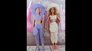 Tuto crochet Barbie Ibiza / doll crochet croptop bag/ muneca vestido croché