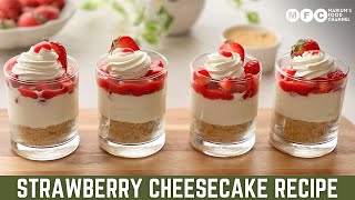 Quick & Easy No Bake Strawberry Cheesecake Cups Recipe | Delicious Desserts Recipe