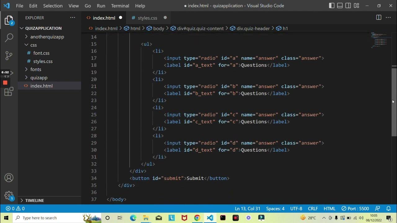 Create Quiz App using HTML, CSS & JavaScript. | | Step By Step. - YouTube