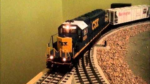 MTH CSX SD40-2 low speed operation through HiRail switch Demonstration