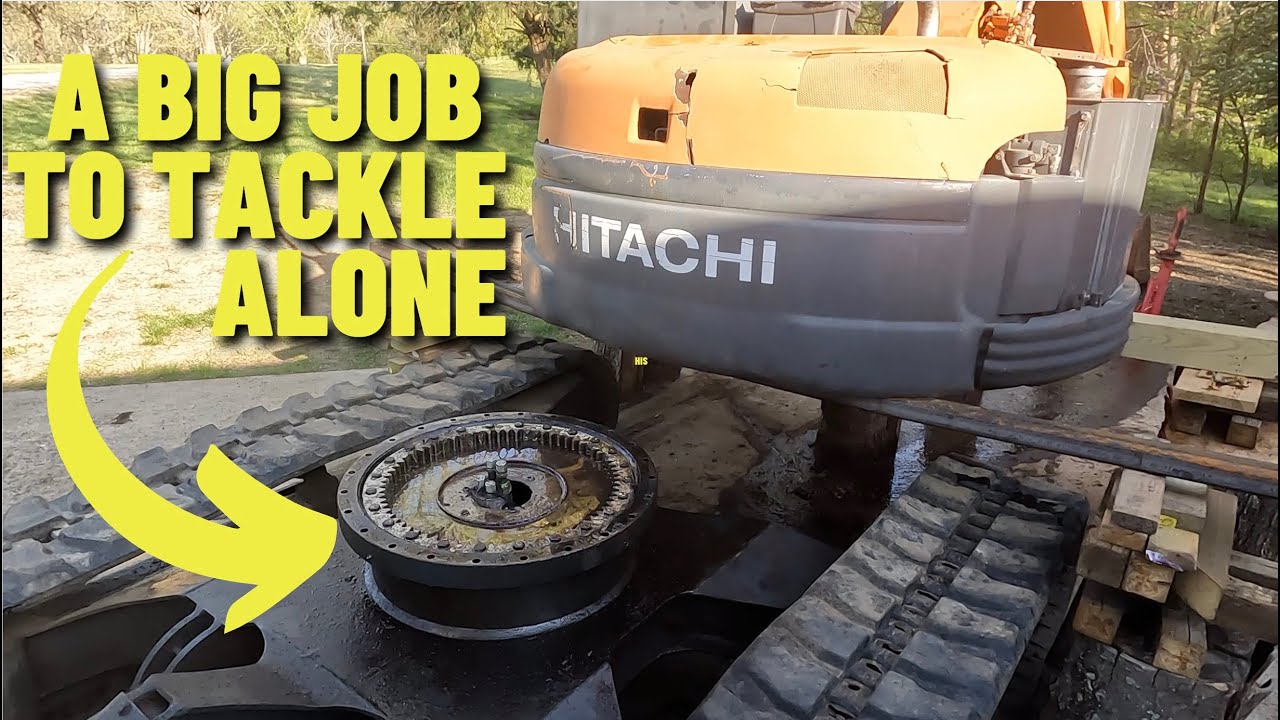 Swing Gear / Slewing Ring replacement Hitachi Excavator - YouTube