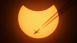 Airplane Transiting the April 8, 2024 Solar Eclipse