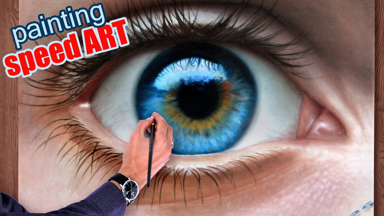 How To Draw a realistic Eye painting in dry brush (Speed Drawing) malen