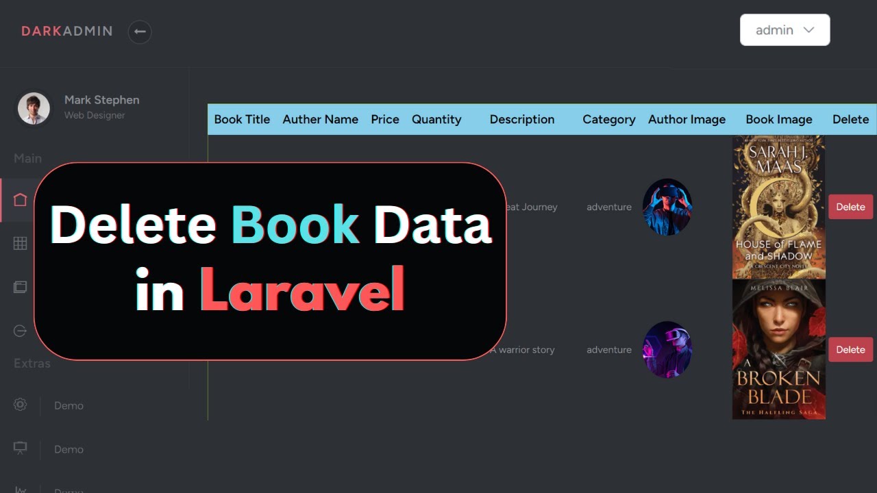 Delete Book Data Laravel | Laravel Library Management System Project ...