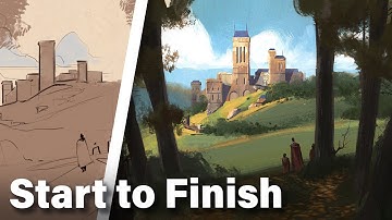How I Paint an Epic Landscape Environment from Scratch (Concept Art Tutorial)