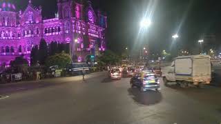 Mumbai traffic at night CST