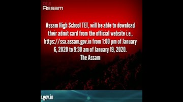 Assam High School TET Admit card Download 2020
