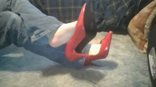 Heel Popping & Dangling Shoeplay In Red High Heels