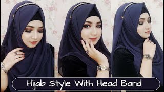 Hijab Style With Head Band 💜 Hair Band 💜 Head Accessories 💜 Full Coverage