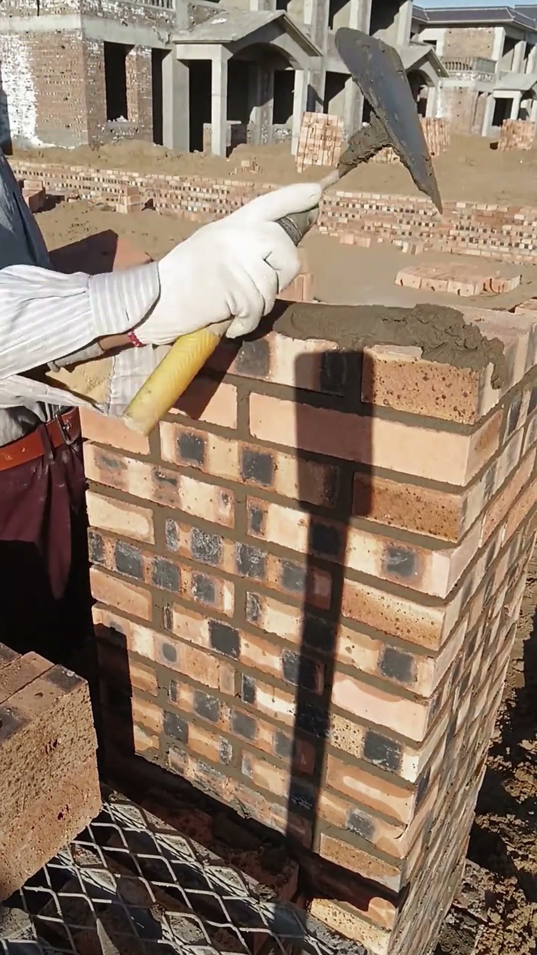 Red brick house building process